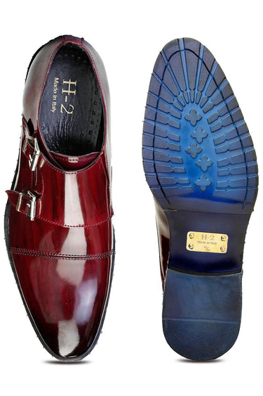 Enzo Burgundy Monk Shoes - Bharat Reshma