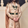 Designer Beige Sherwani with Silk, Resham, Dabka & Moti Work - Bharat Reshma