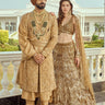 Brown Designer Embroidered Sherwani for Groom - Bharat Reshma