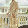 Designer Embroidered Cream Sherwani for Groom - Bharat Reshma