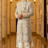 Ethnic Ivory Embroidered Sherwani for Groom - Bharat Reshma
