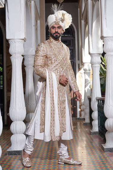 Wedding Designer Silk Sherwani For Men - Bharat Reshma