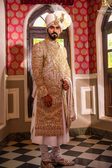 Wedding Designer Silk Sherwani For Men - Bharat Reshma