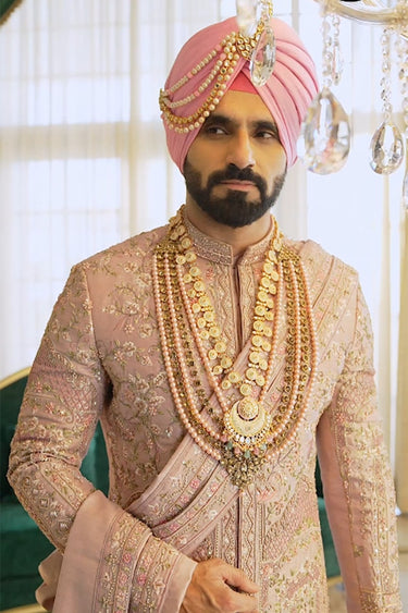 Designer Pink Wedding Sherwani for Groom - Bharat Reshma