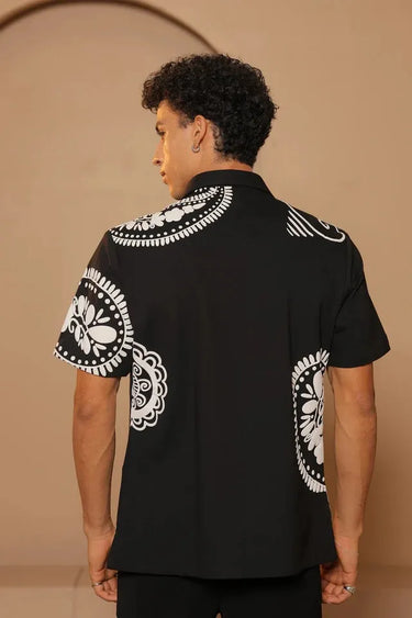 Black Puff Print & Relaxed Fit Shirt