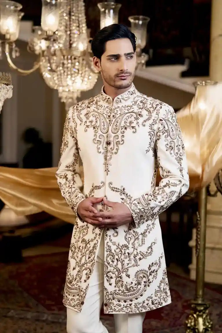 Ivory Antique Gold Indo-Western