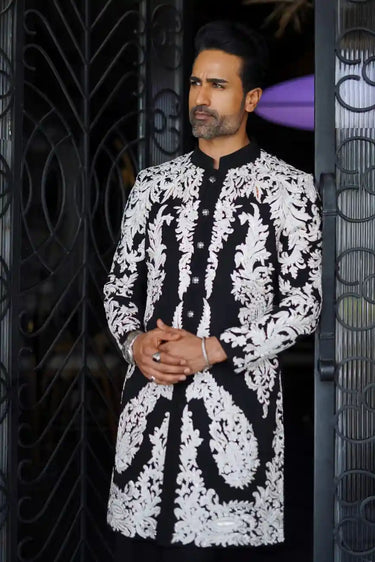 Embroidered Black Indo-Western with Resham Work