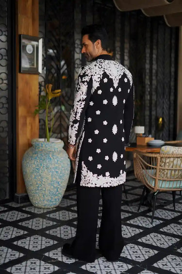 Embroidered Black Indo-Western with Resham Work