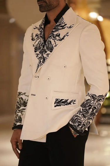 Off White Flow Embroidered Coat